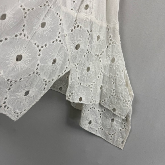 Platinum Tunic Top Womens Small Medium White Eyelet Embroidery Lagenlook NEW - Picture 4 of 12